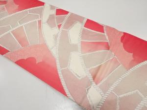 アンティーク　片輪車模様織り出しリバーシブル全通袋帯（材料）